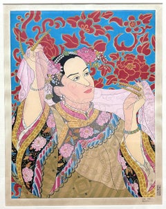 Framed Japanese Woodblock Print Les Perles by Paul Jacoulet