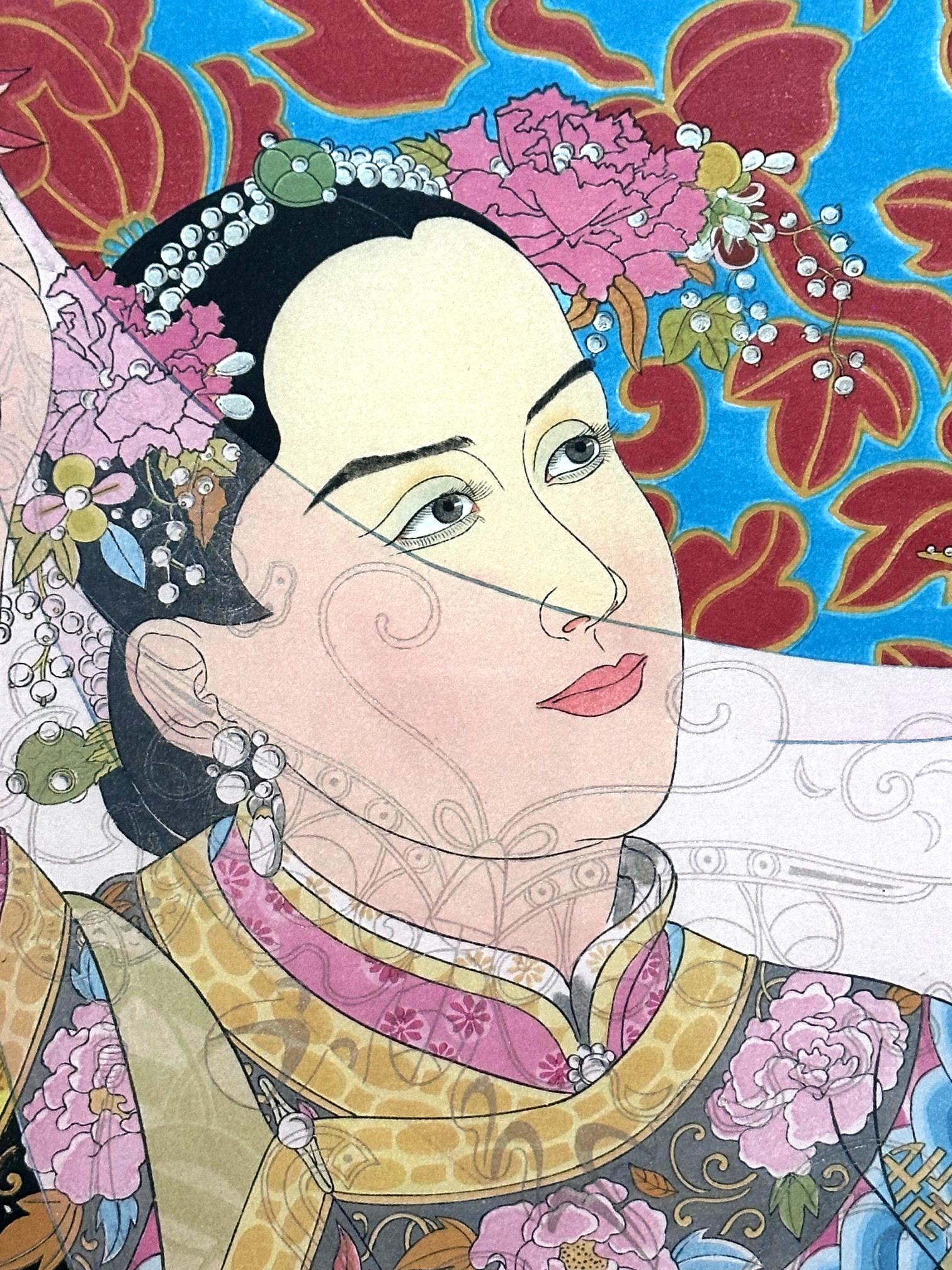 Japonisme Gravure sur bois encadrée Les Perles de Paul Jacoulet en vente