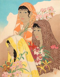 Framed Woodblock Print Retour de la Jungle Tondana Celebes by Paul Jacoulet