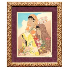 Framed Woodblock Print Retour de la Jungle Tondana Celebes by Paul Jacoulet