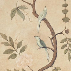 Framed Wooden Panel Birds on a Flowering Tree Painting