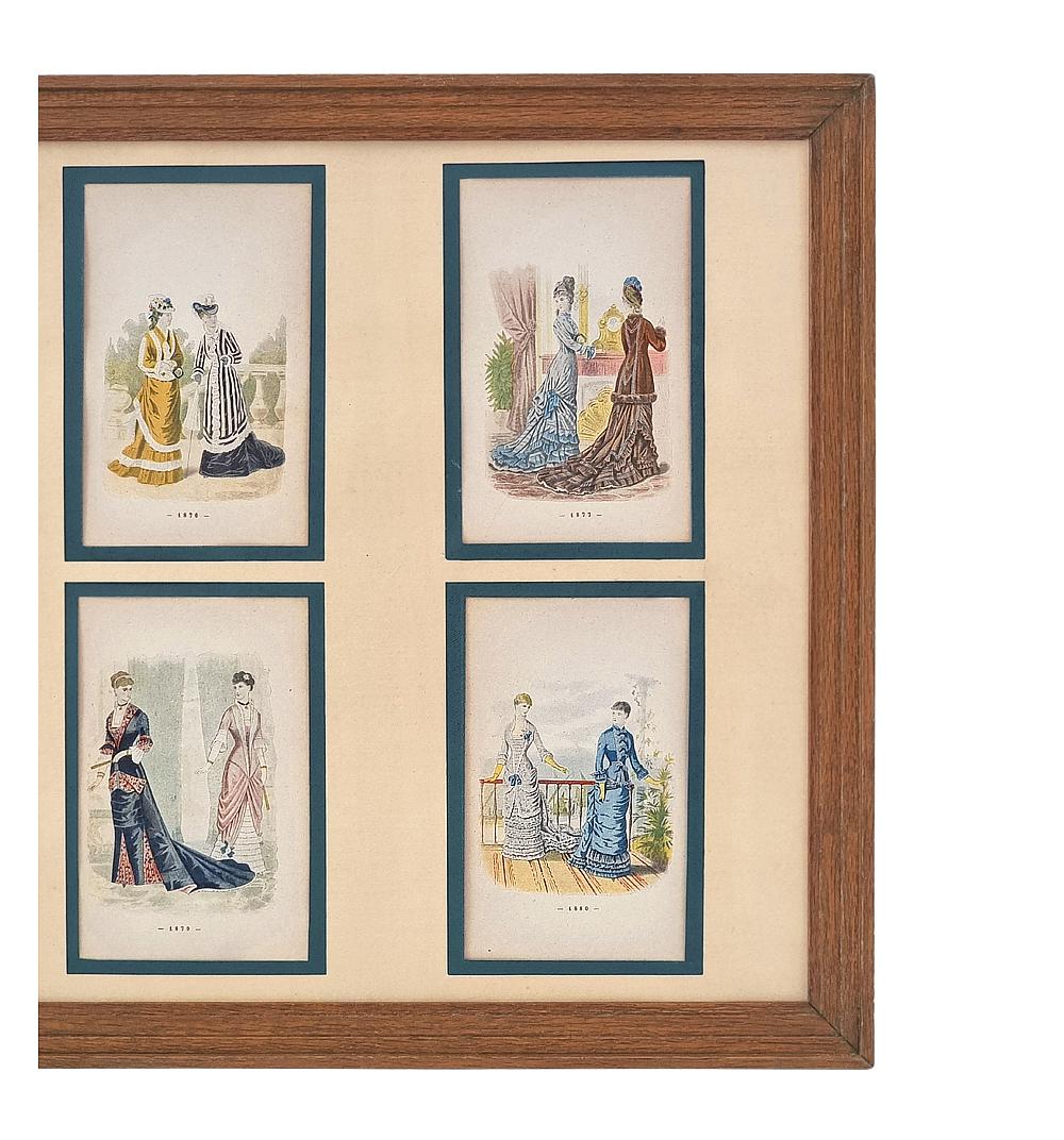 Œuvres sur papier encadrées, 12 illustrations de modes féminines françaises, vers 1896 en vente 4