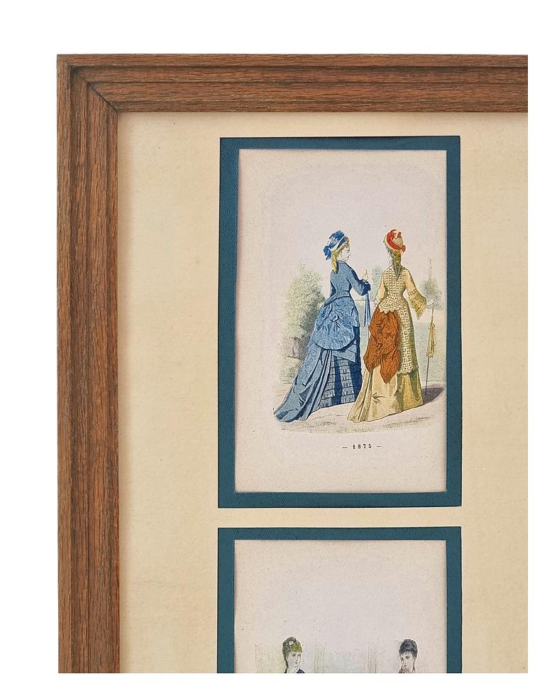 Œuvres sur papier encadrées, 12 illustrations de modes féminines françaises, vers 1896 en vente 5