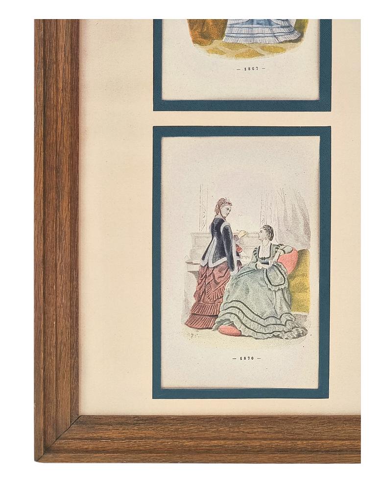 Œuvres sur papier encadrées, 12 illustrations de modes féminines françaises, vers 1896 en vente 1
