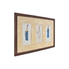 Framed Works On Paper, 3 Illustrations French Women's Fashions, circa 1890
