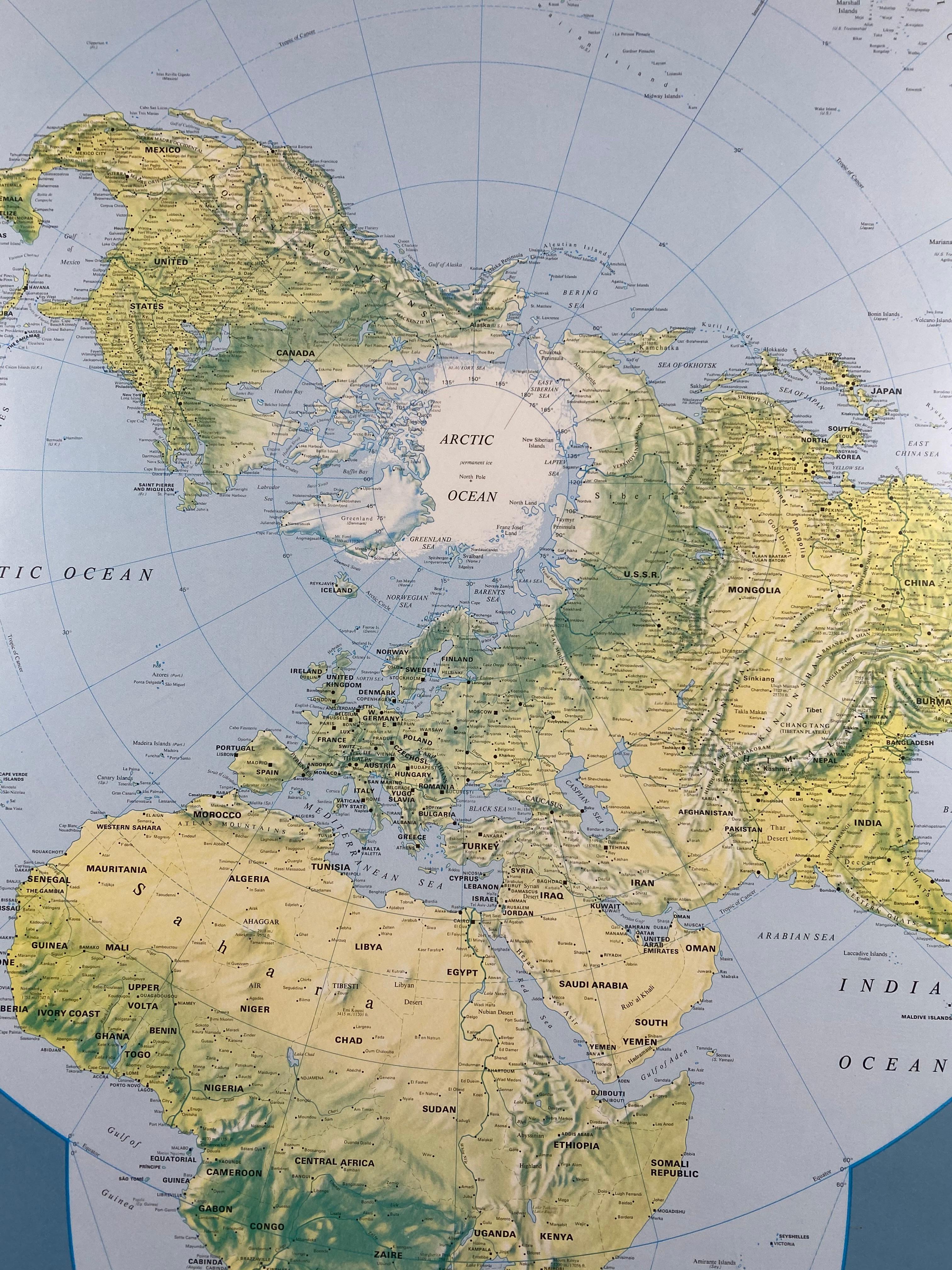 Gerahmte Weltkarte von Skandinavian Airlines, Esselte Map Service 1979 im Angebot 2