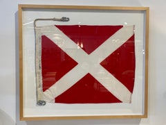 Framed Ww ii Nautical Signal Flag 'Red & White'