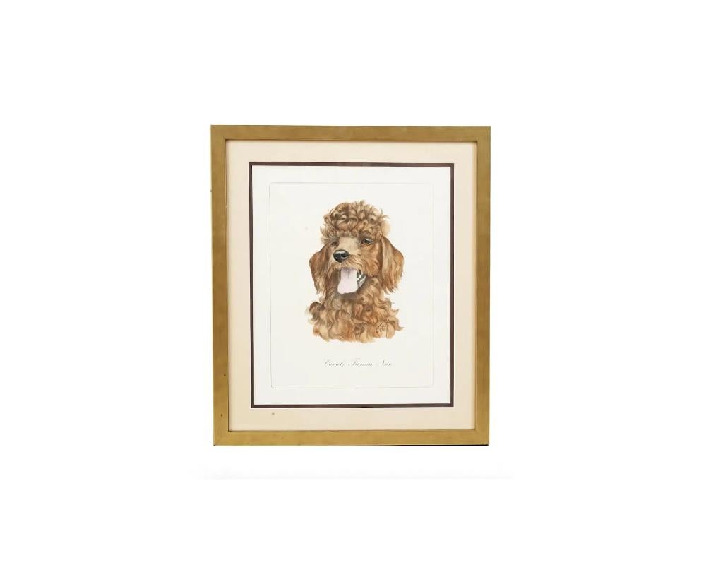 Italian Framed Antique Dog Lithographs By Gianni Reggio For Sale