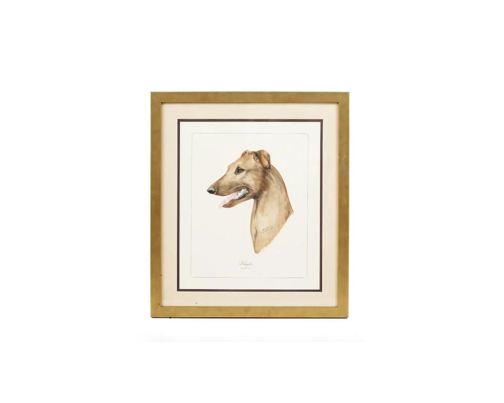 20th Century Framed Antique Dog Lithographs By Gianni Reggio For Sale