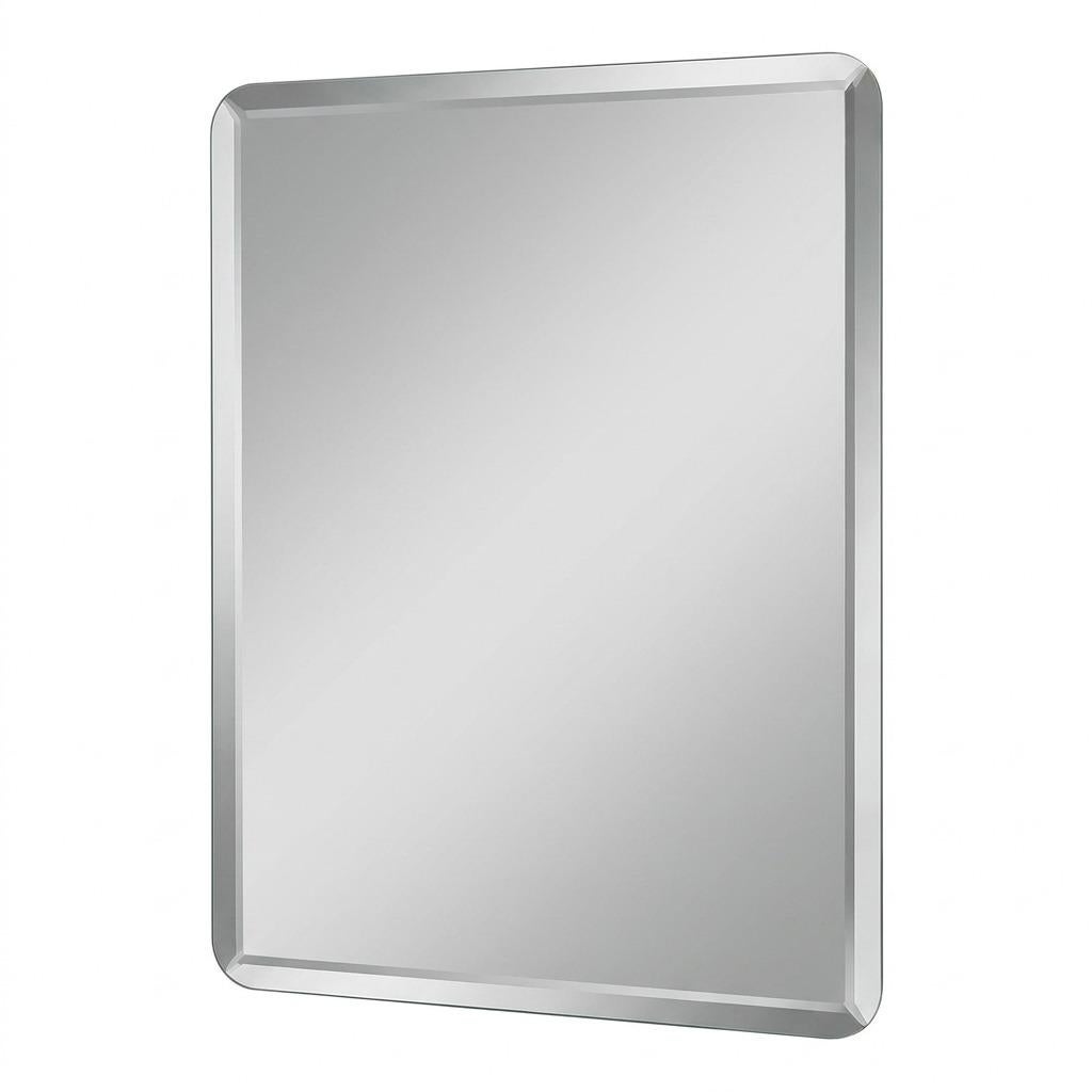 Frameless Beveled Square Wall Mirror, Handcrafted Modern Design For Sale