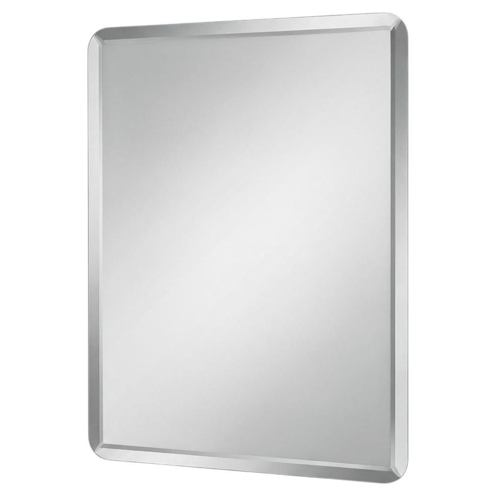 Frameless Beveled Square Wall Mirror, Handcrafted Modern Design For Sale