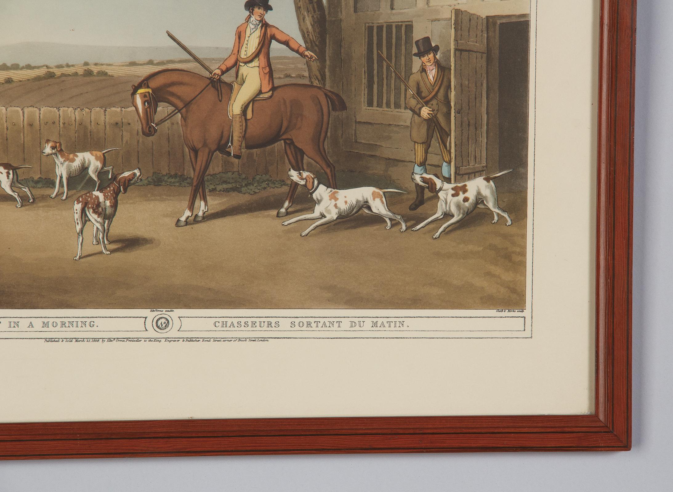 Frames with Prints of Hunting Scenes, England, 20th Century In Good Condition In Austin, TX