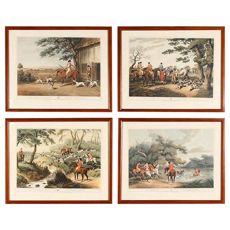 Frames with Prints of Hunting Scenes, England, 20th Century