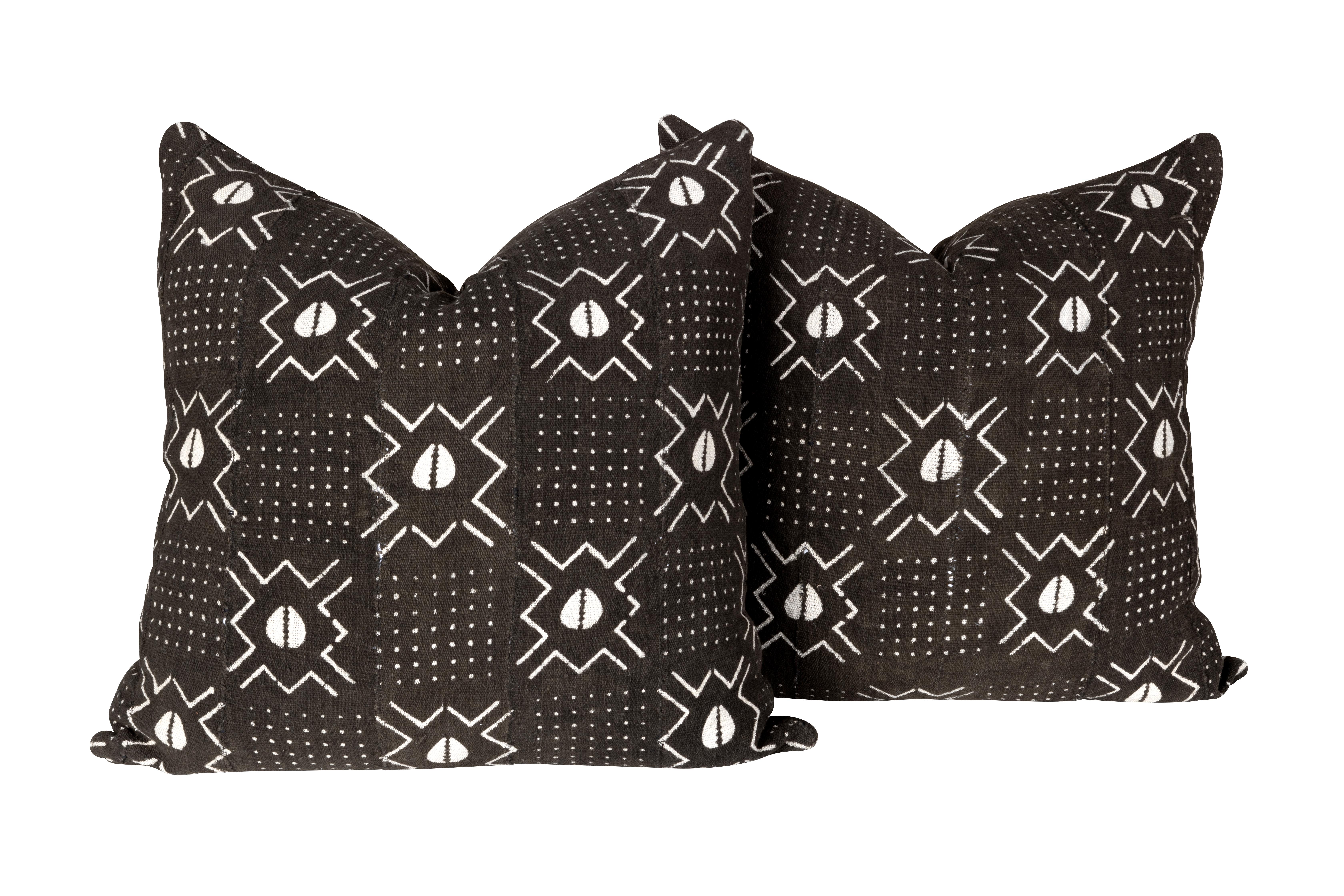 Contemporary Frameworks, 25x25 Down Pillow, Vintage Moroccan Linen Black Textile For Sale
