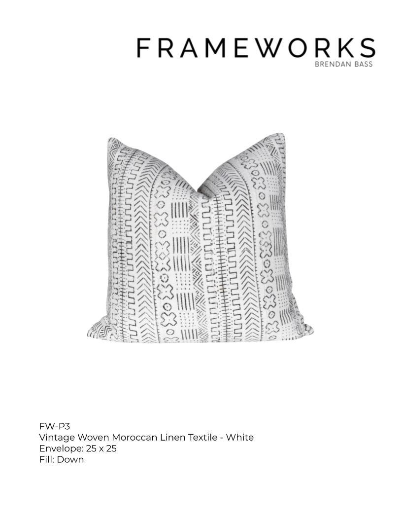 Frameworks, Pillow, Vintage Moroccan Linen White Textile For Sale 2