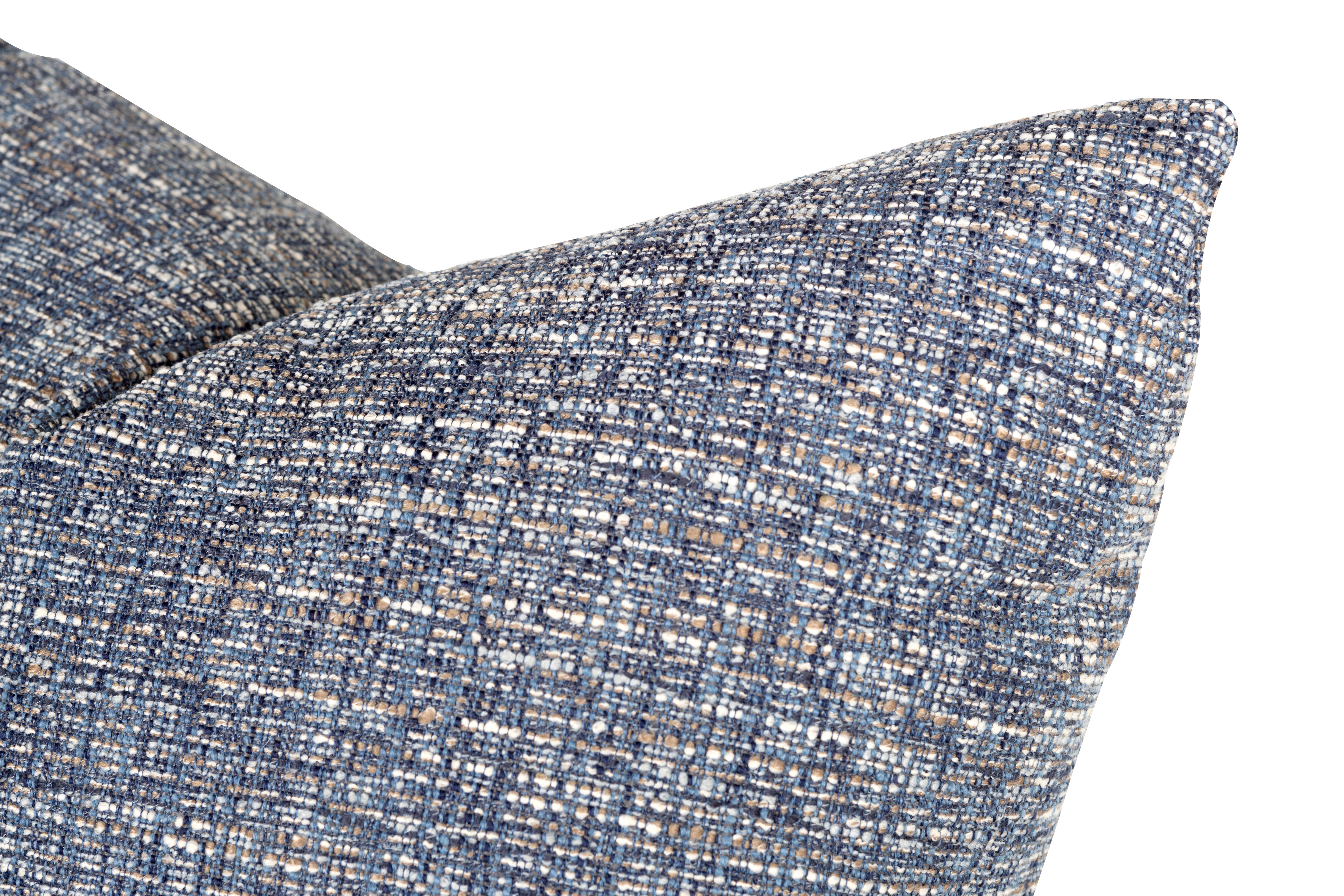 Mid-Century Modern Frameworks by Brendan Bass Pillow in Blue Multi Tweed Vintage Fabric For Sale