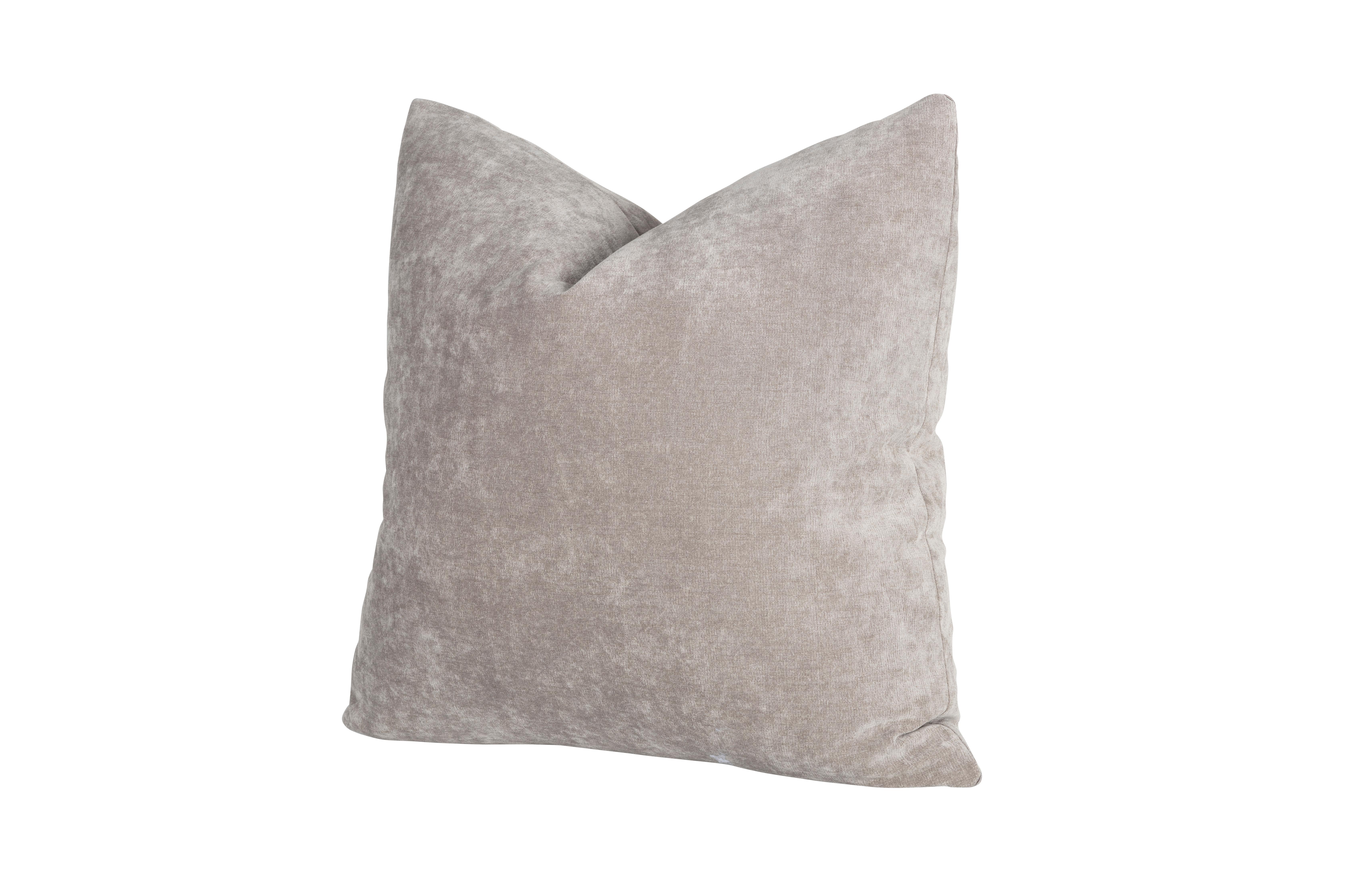 Mid-Century Modern Frameworks by Brendan Bass Pillow in Grey Mushroom Velvet Vintage Fabric For Sale
