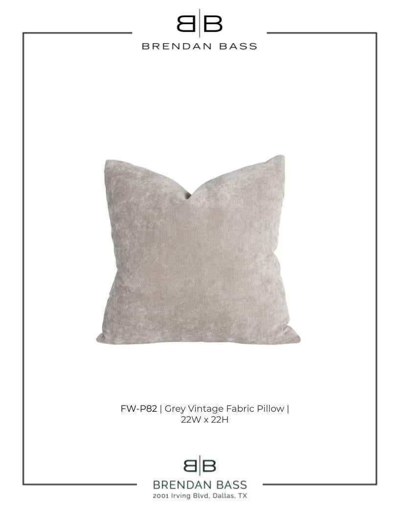 Frameworks by Brendan Bass Pillow in Grey Mushroom Velvet Vintage Fabric For Sale 1