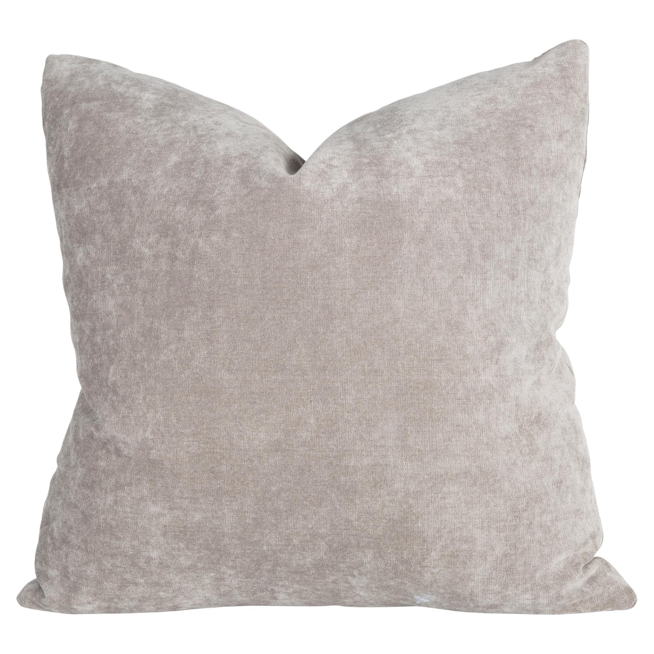 Frameworks by Brendan Bass Pillow in Grey Mushroom Velvet Vintage Fabric For Sale