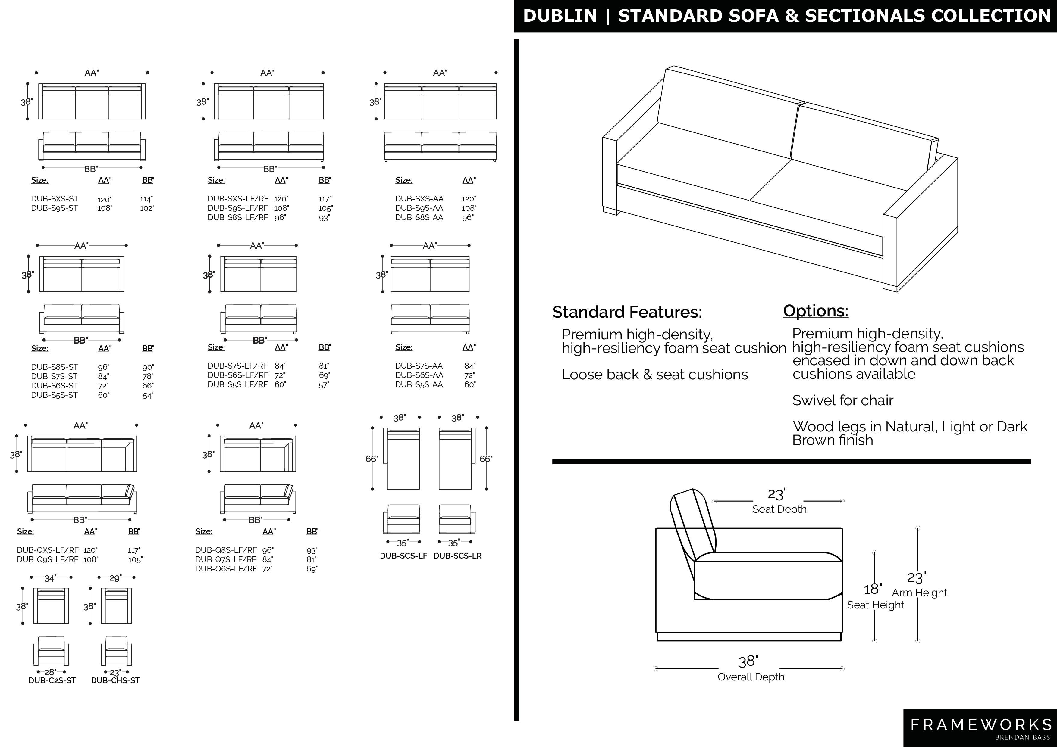 Fabric Frameworks Grand Dublin Sectional Sofa