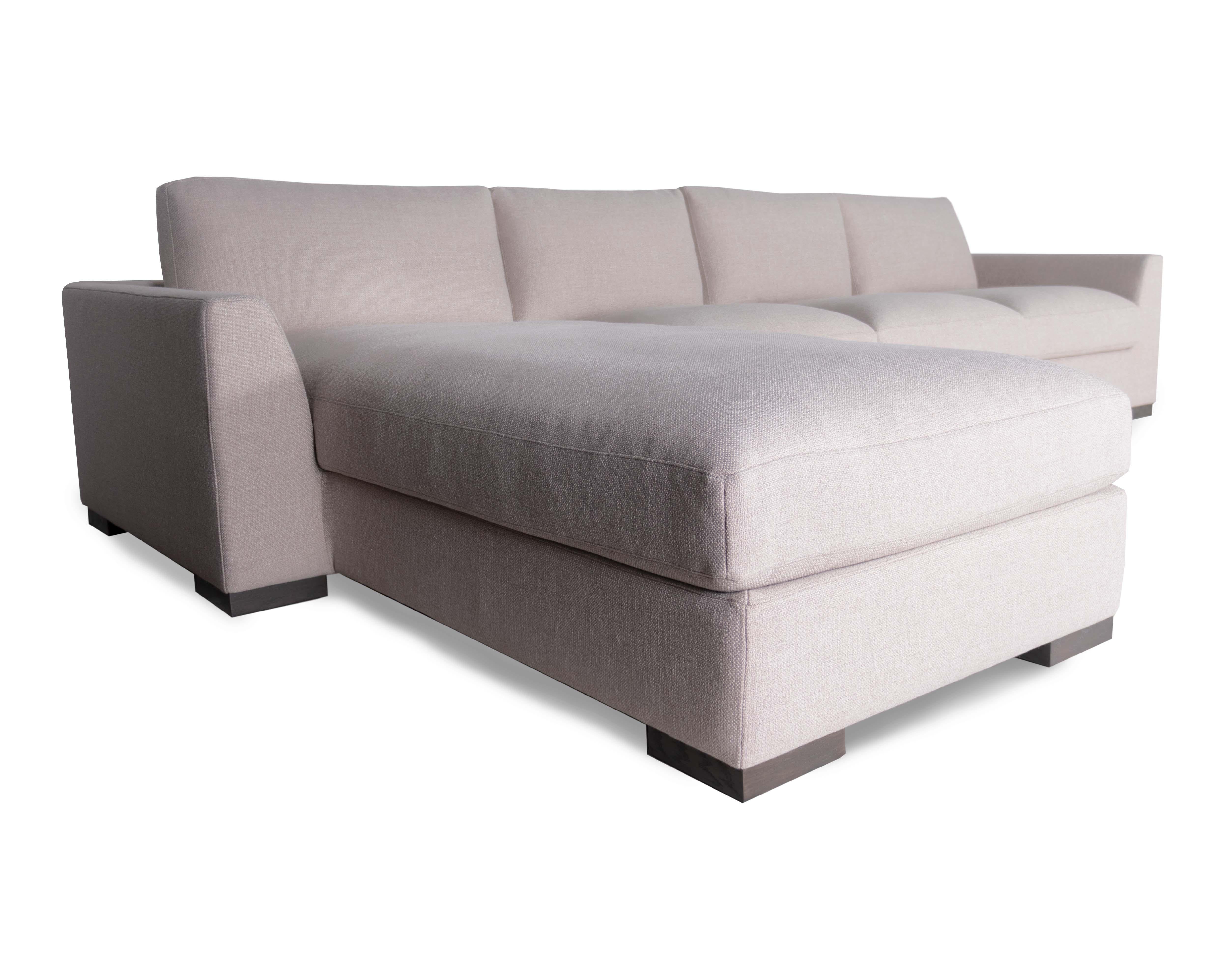 Modern Frameworks Marfa Sectional with Dark Brown Legs For Sale