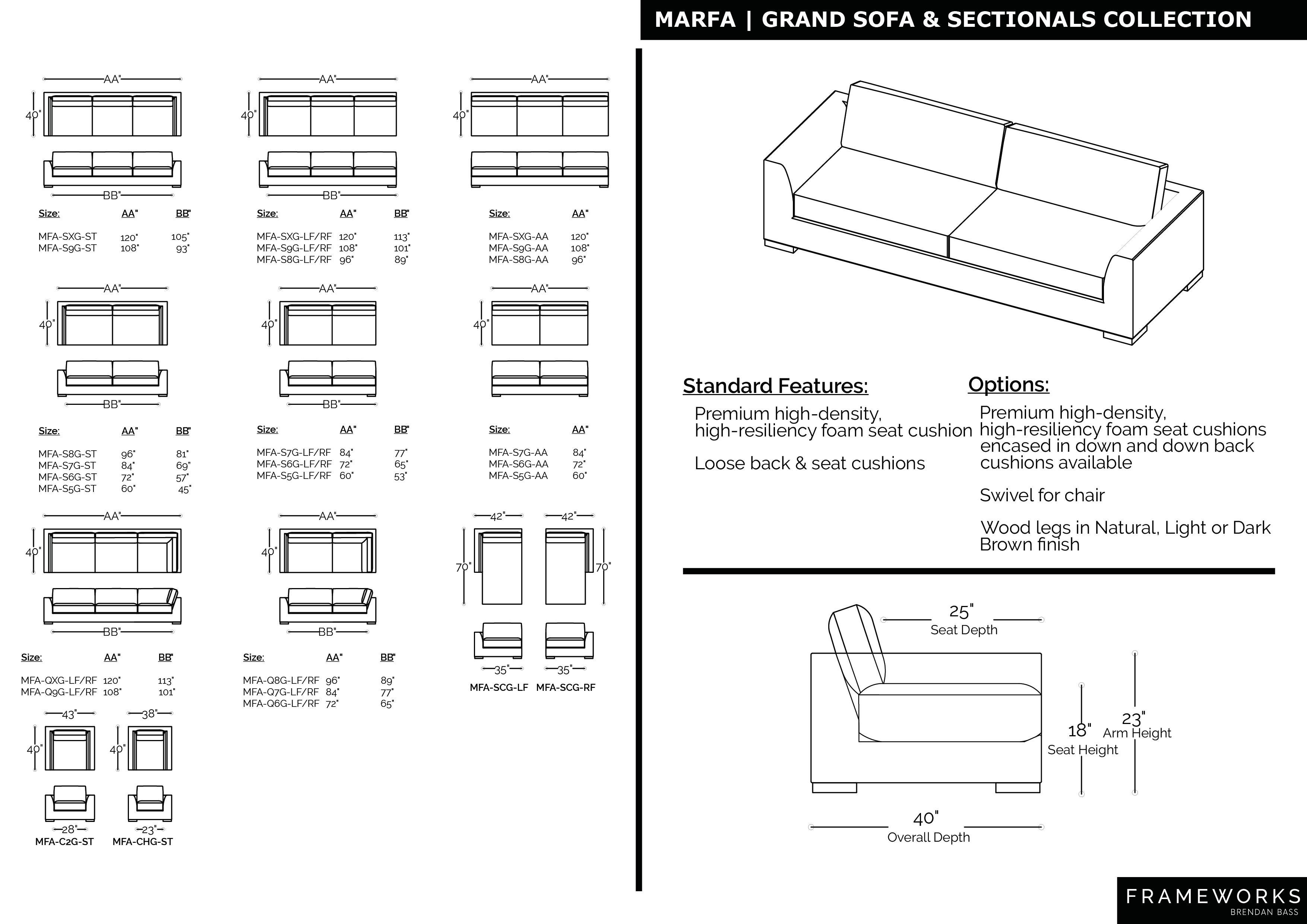 Frameworks Marfa Sectional with Dark Brown Legs For Sale 2