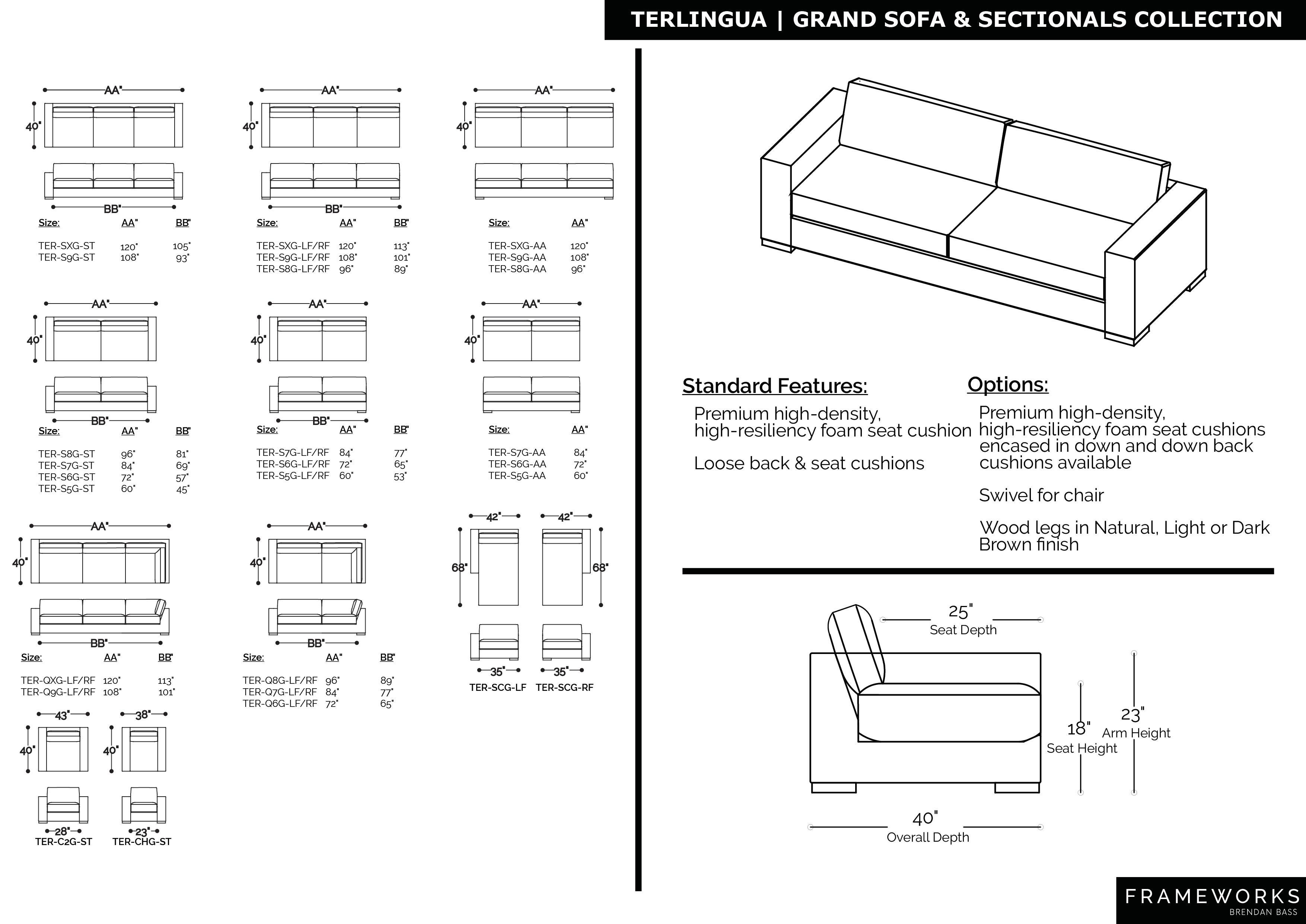 Frameworks Terlingua Sectional with Frameworks Grey Wooden Legs 1