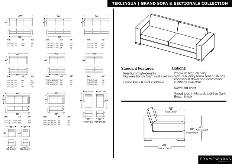Frameworks Terlingua Sectional with Frameworks Grey Wooden Legs For Sale 3