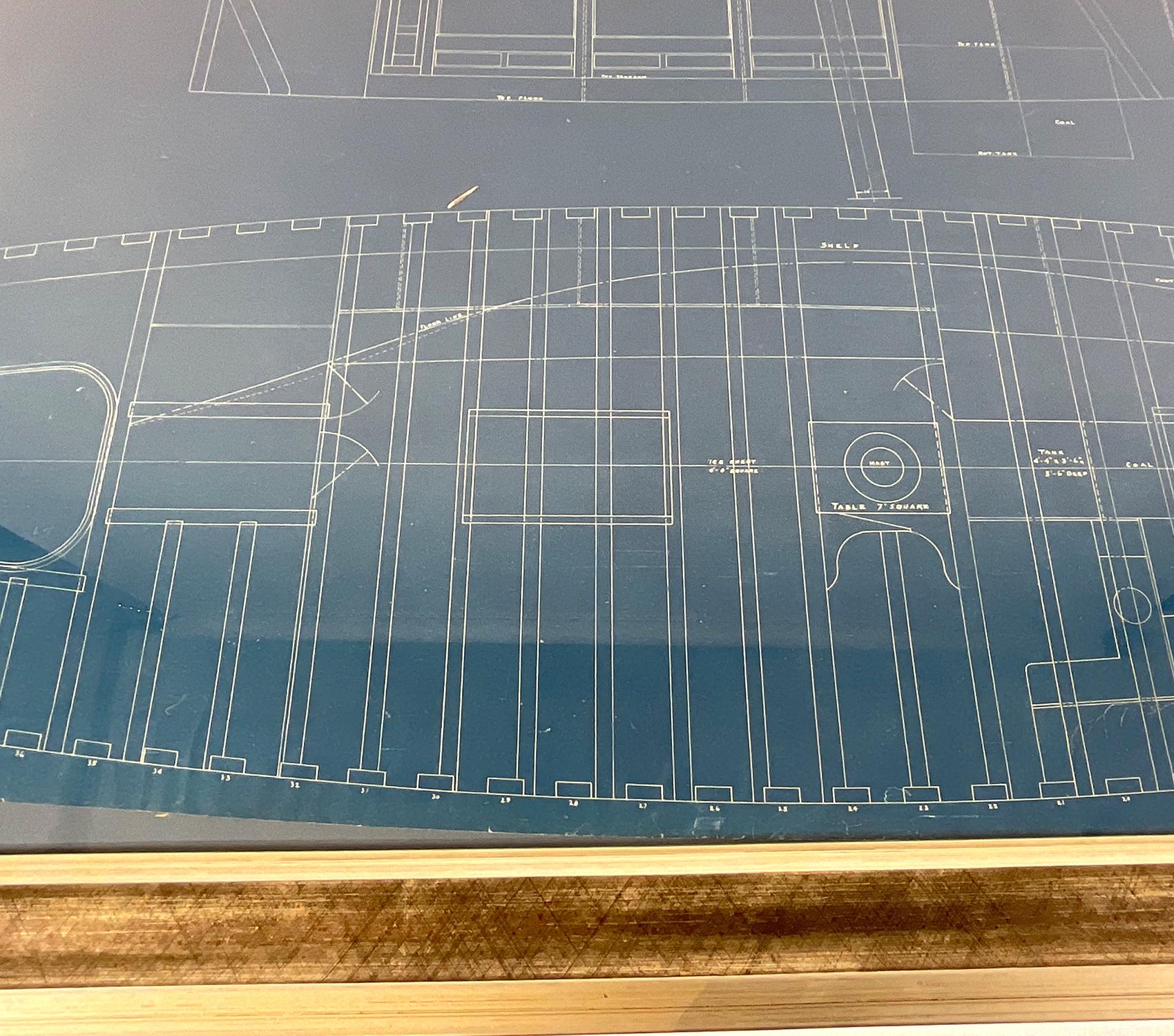 Mid-20th Century Framing Blueprint For The Yacht 