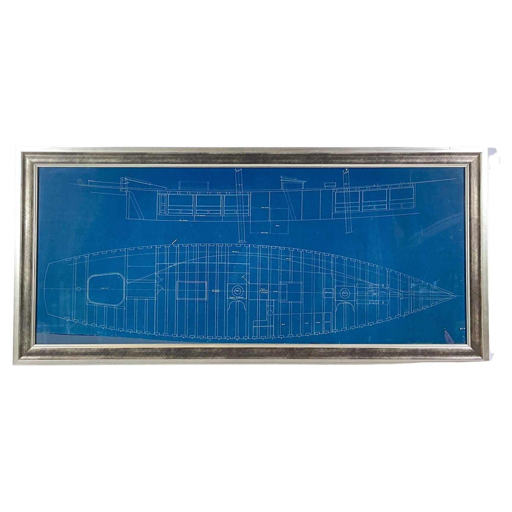 Rahmen Blaudruck für die Yacht „Columbia“