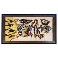 Incorniciatura di un'opera in ceramica di Jean Lurçat, 1950 circa.