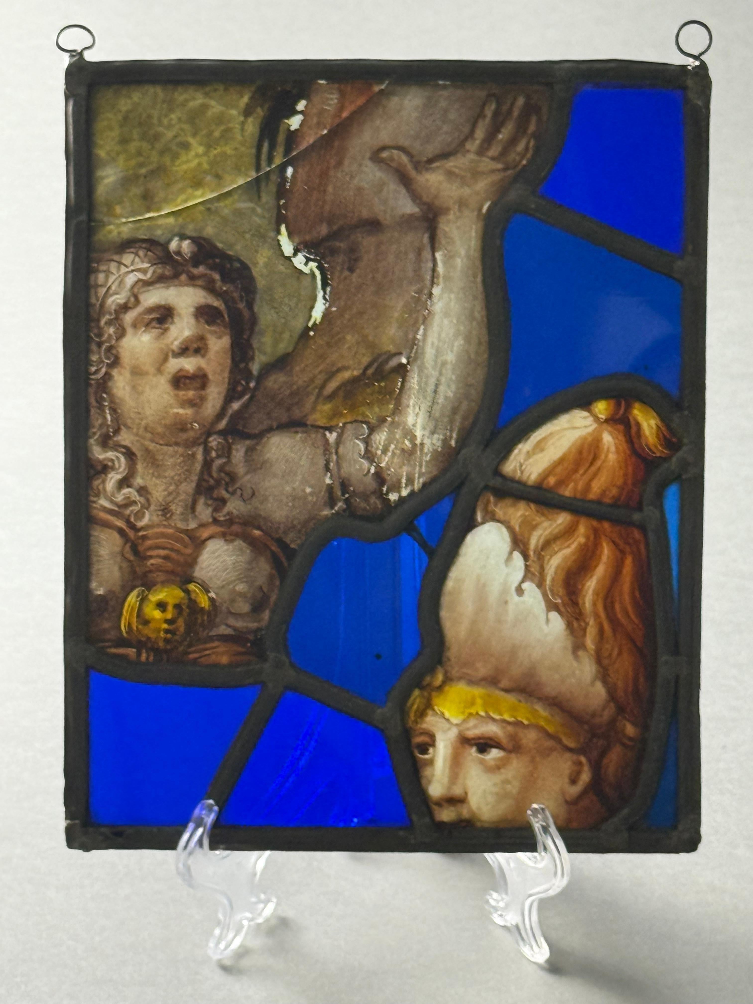 Frammenti di vetrate dipinte - periodo XVI secolo (Buntglas) im Angebot