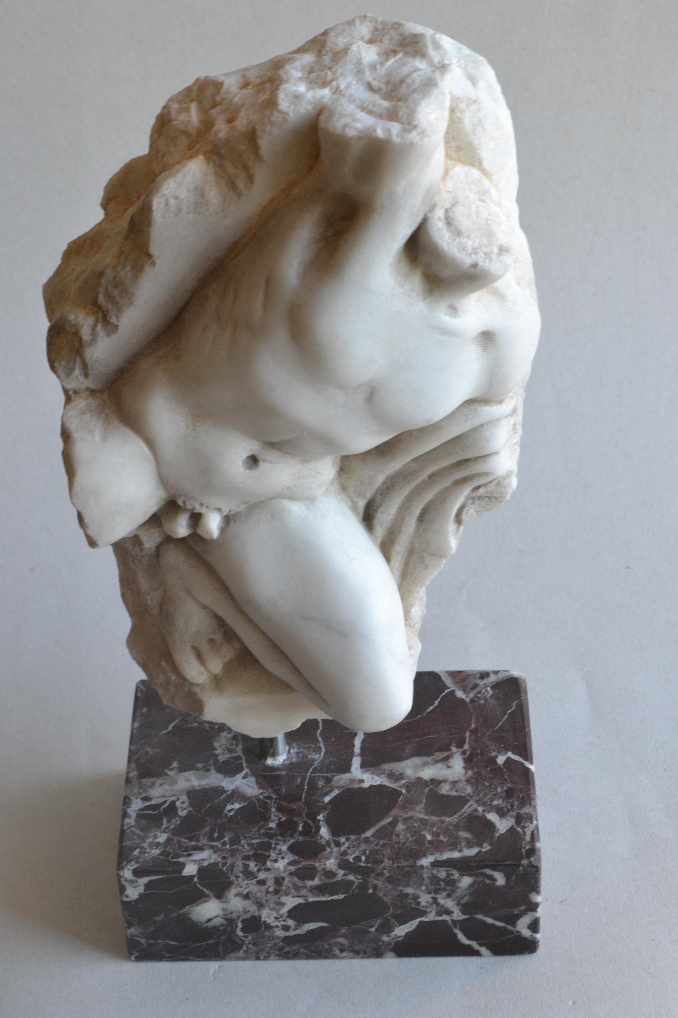 Late 20th Century Frammento altorilievo scolpito su marmo di Carrara For Sale