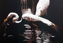 Egrets, Photorealist Screen Print by Fran Bull
