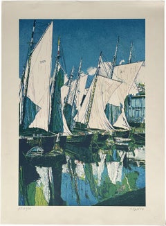 Porto di Francia 1980 Serigrafia originale firmata