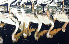 Pelicans, Photorealist Screen Print by Fran Bull