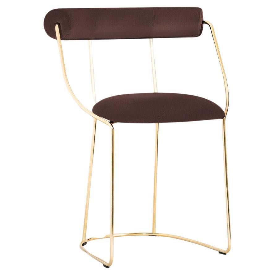 Fran Chair Gold and Brown Velvet , Made in Italy by Edizioni Enrico Girotti For Sale