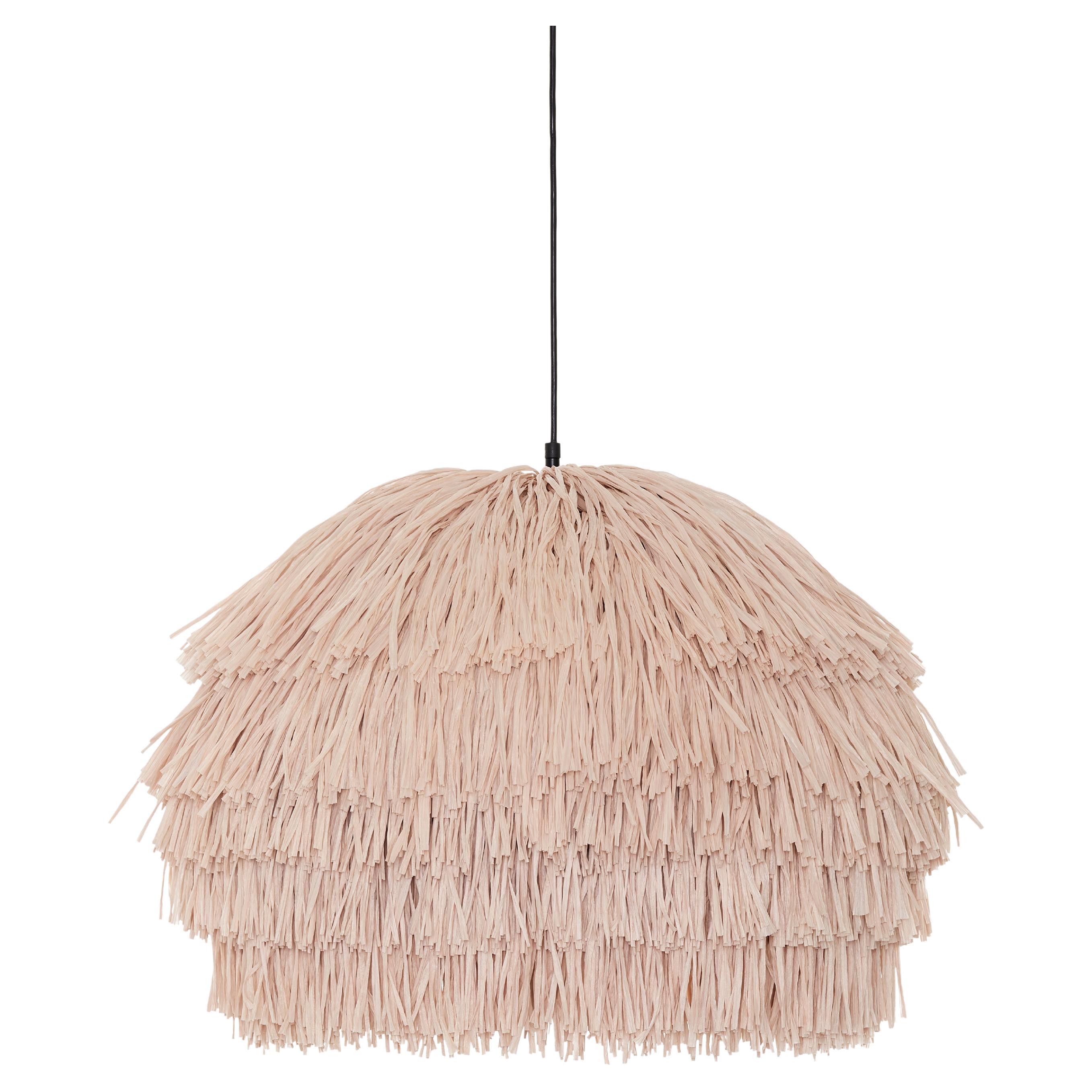 Fran CS Beige raffia pendant lamp For Sale