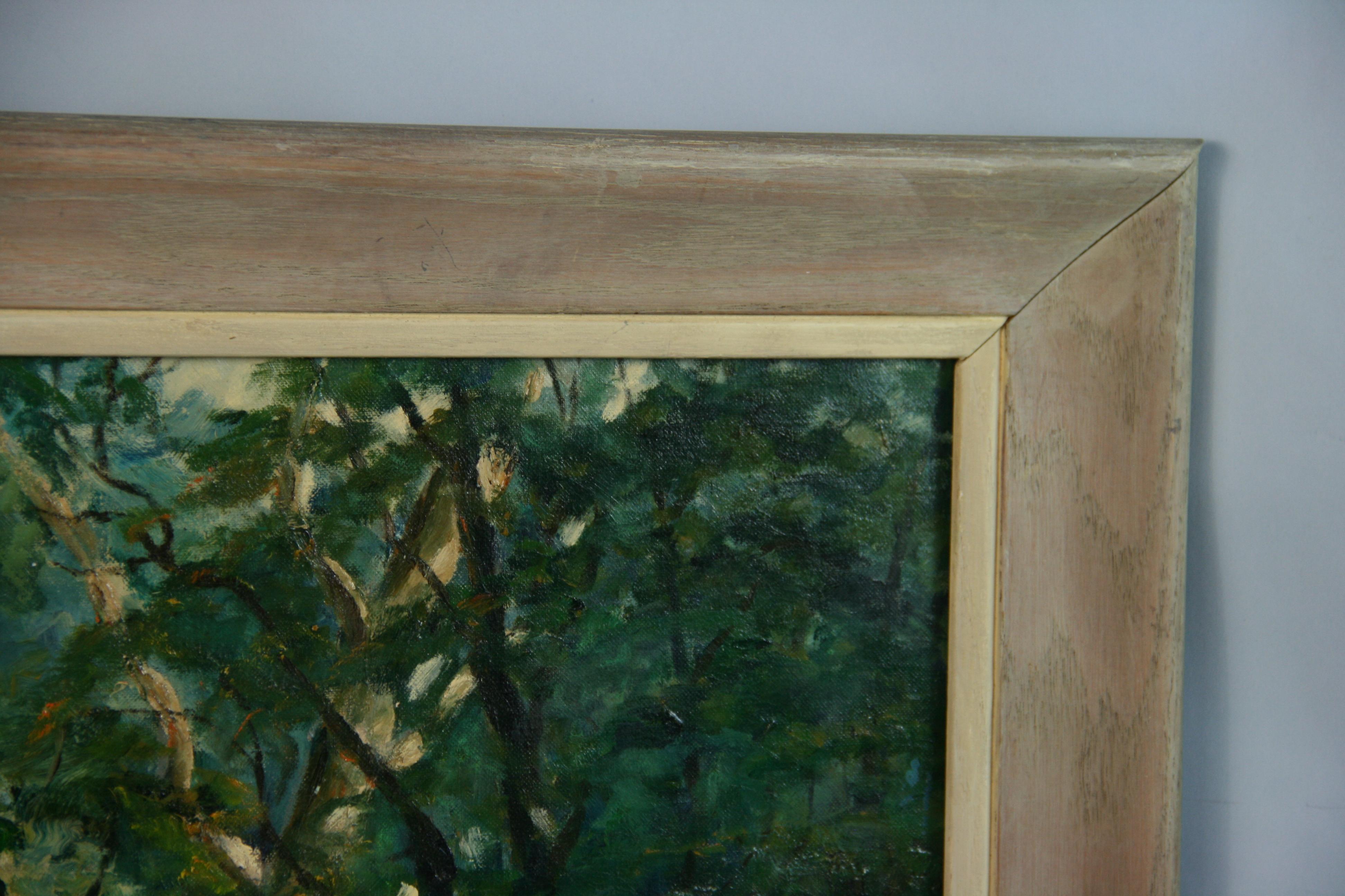 Antique Female Artist  Landscape Oil Painting