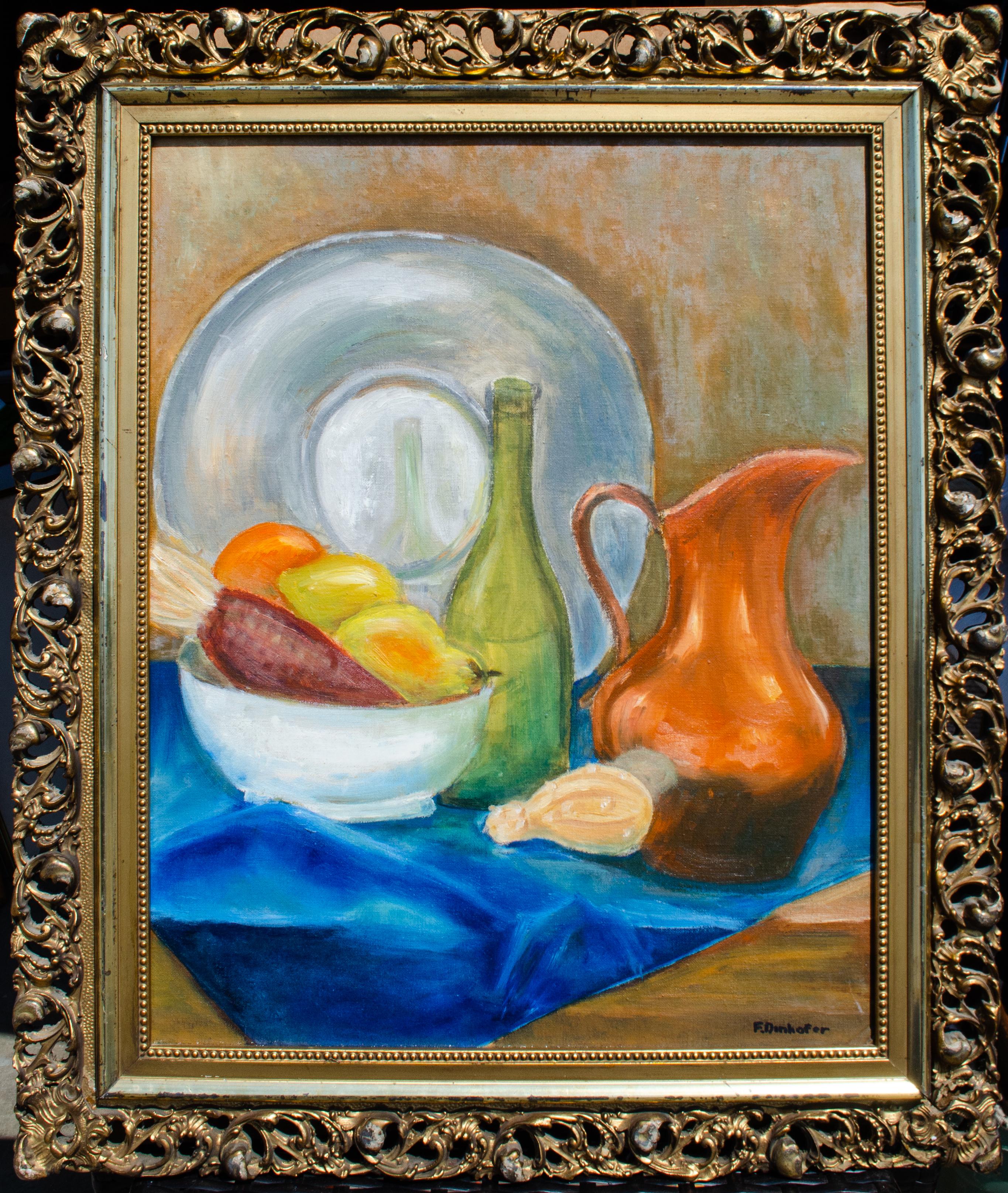 Fran Dinhofer
Sans titre, 20e siècle
Huile sur toile
Vue : 19 1//2 x 15 1/2 in.
Encadré : 25 x 21 1/4 x 1 in.
Signé en bas à droite

Cette peinture a été réalisée par l'artiste Fran Dinhofer, une femme artiste juive basée à Jericho, Long Island.