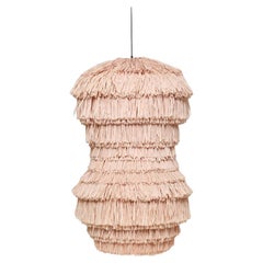 Fran Drum Beige Raffia-Hängelampe