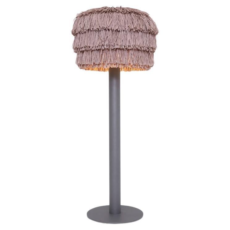 Fran Floor Grey raffia lamp