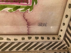 Fran Larsen Signed Southwestern Art Watercolor Painting and Frame