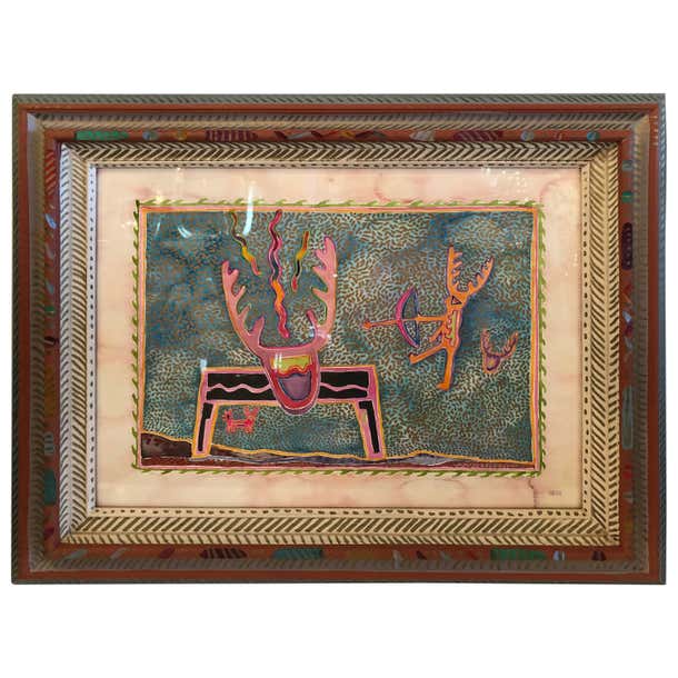 Fran Larsen Signed Southwestern Art Watercolor Painting and Frame For ...