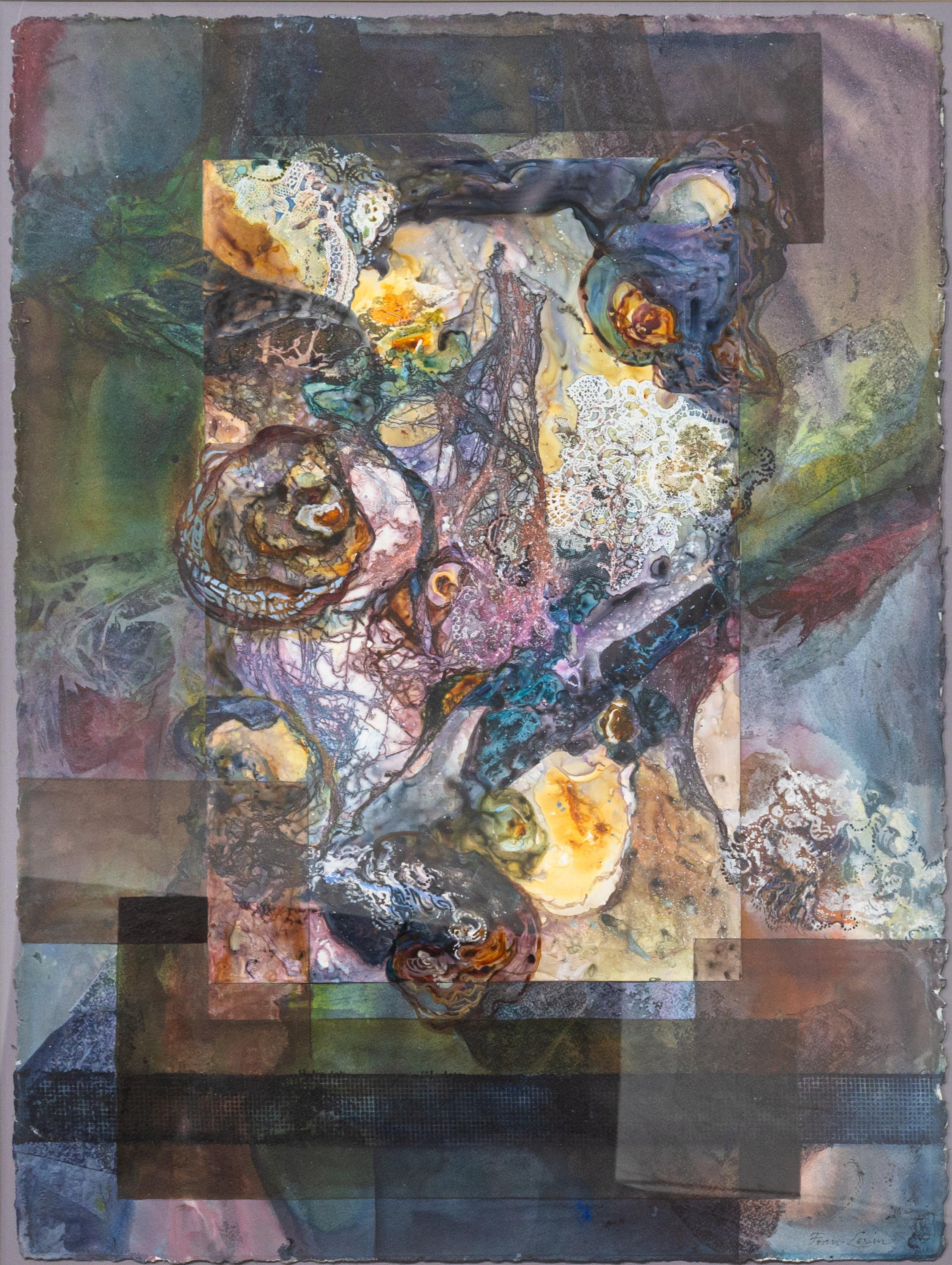 Fran Levin - Ohne Titel (Abstrakter Blumenstrauß), ca. 1980er Jahre Signiertes Aquarell auf Papier (amerikanisch) im Angebot