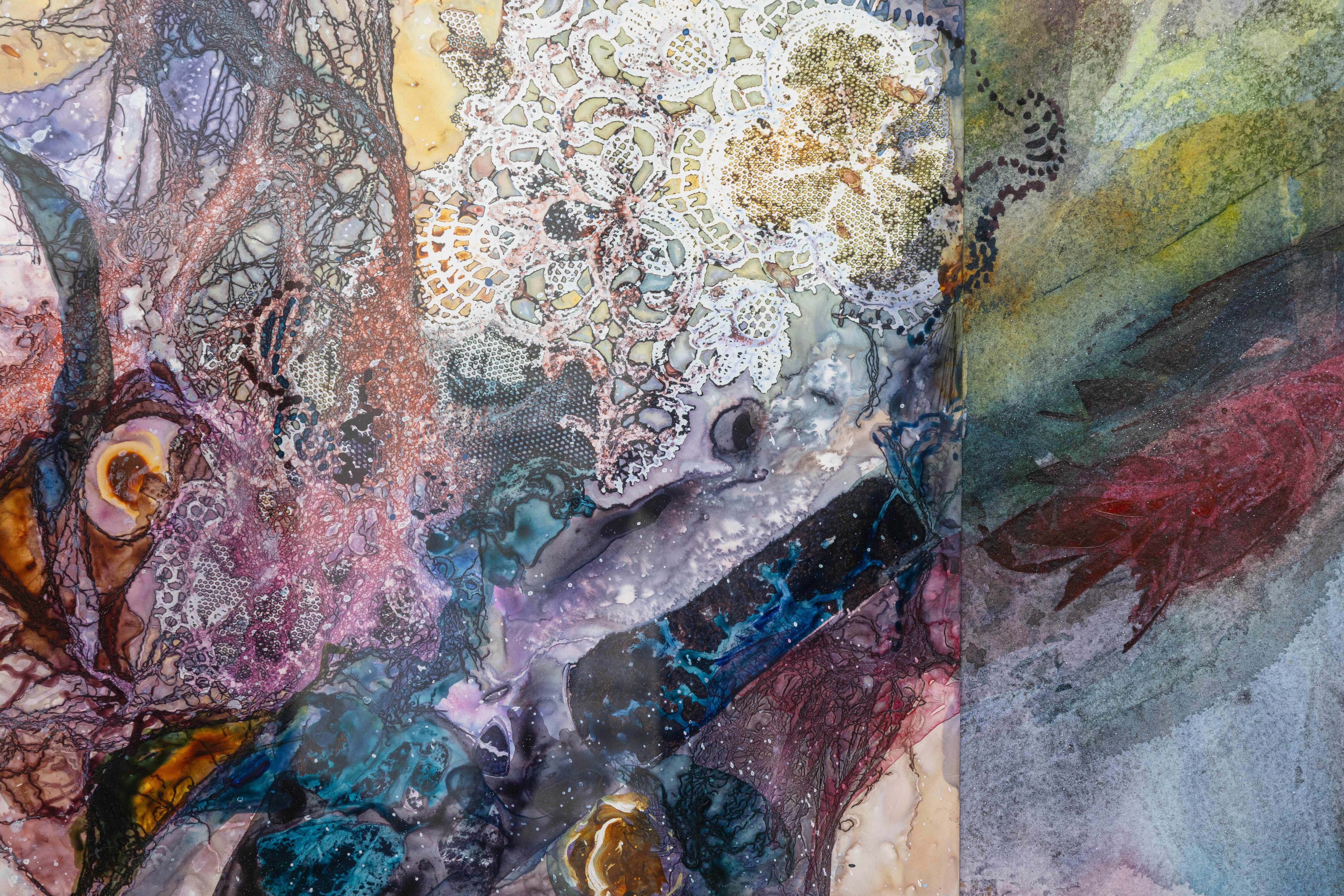 Fran Levin - Ohne Titel (Abstrakter Blumenstrauß), ca. 1980er Jahre Signiertes Aquarell auf Papier (Ende des 20. Jahrhunderts) im Angebot