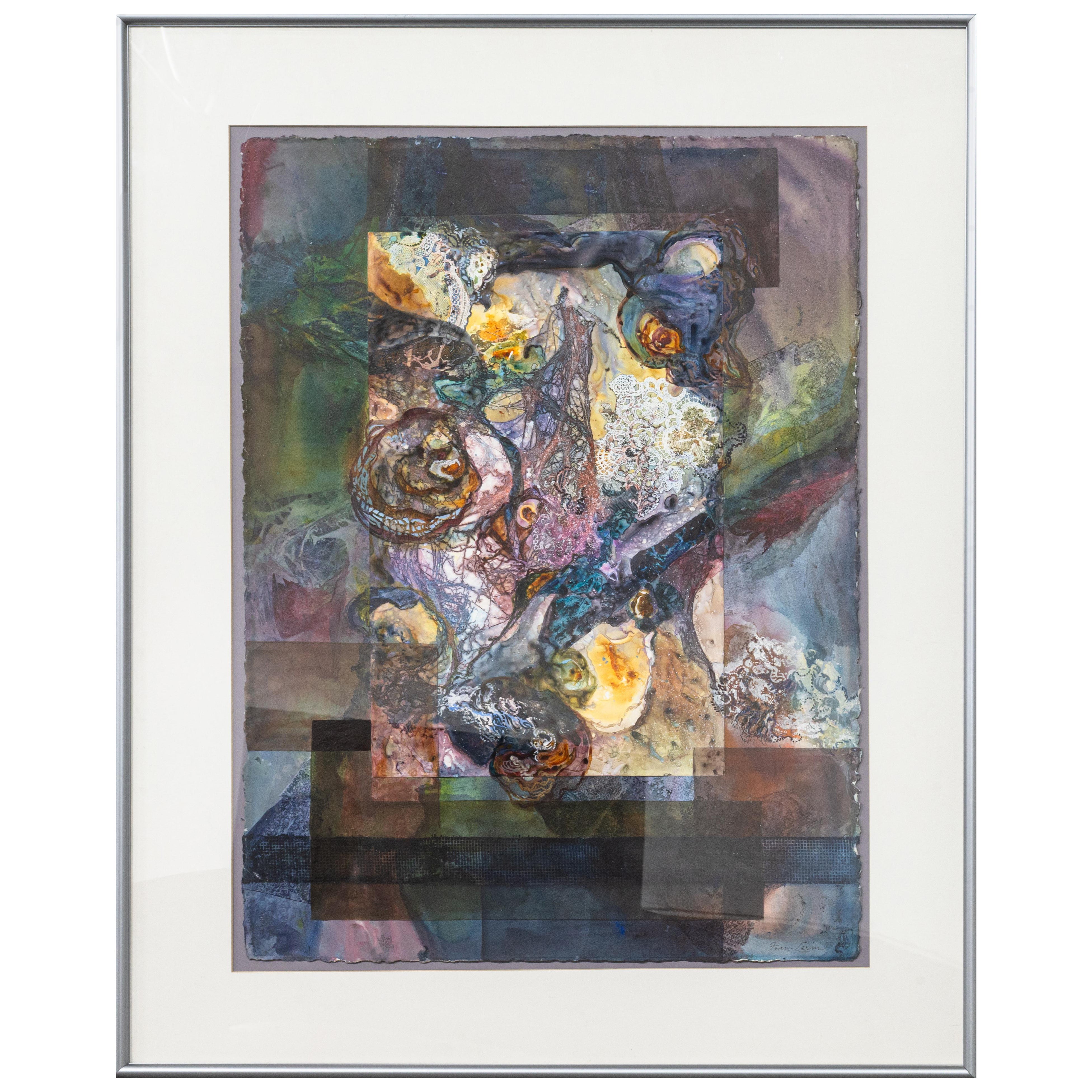 Fran Levin - Ohne Titel (Abstrakter Blumenstrauß), ca. 1980er Jahre Signiertes Aquarell auf Papier