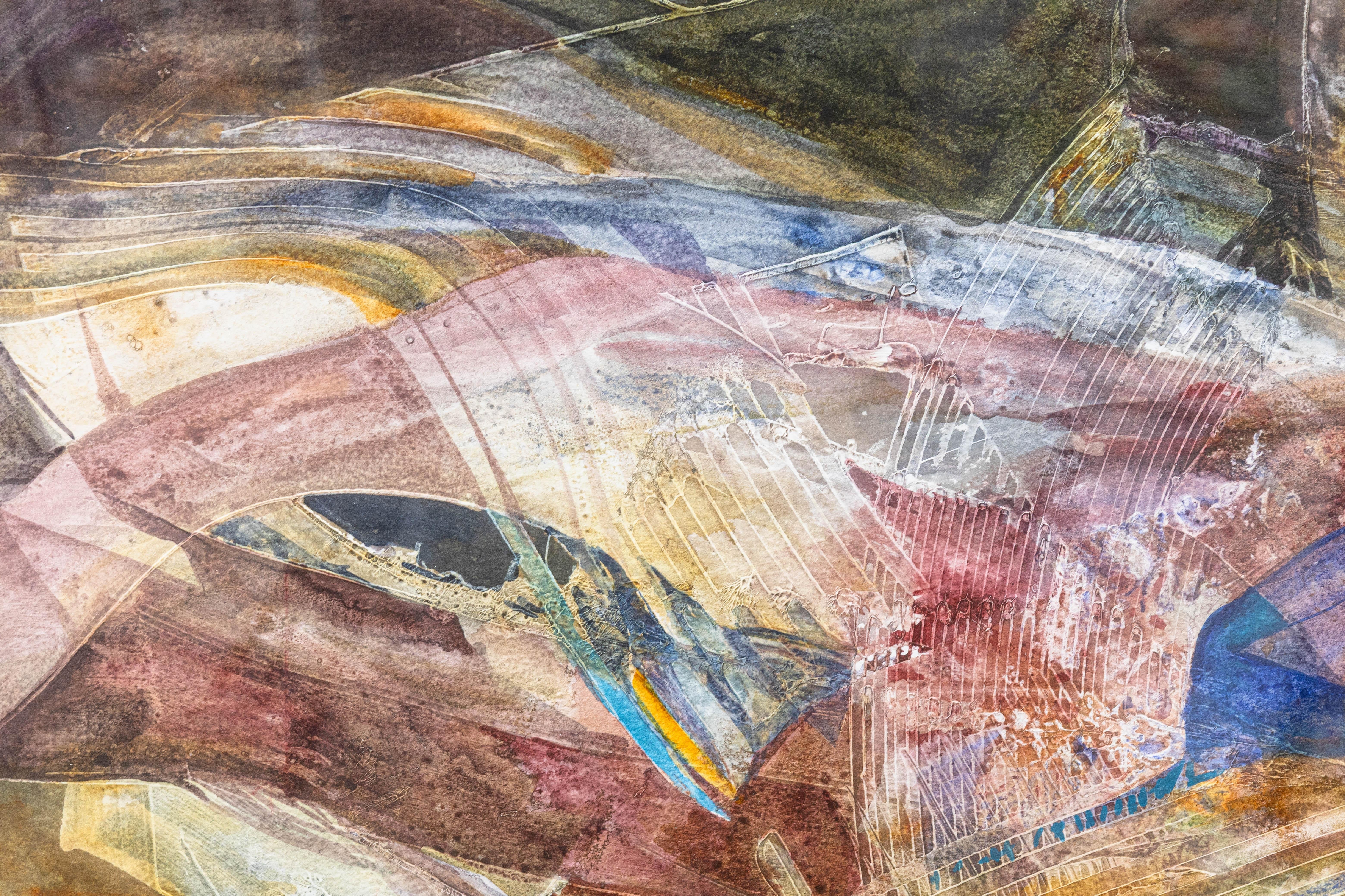 Fran Levin - Ohne Titel (Abstraktes Stilleben), ca. 1980er Jahre Signiertes Aquarell auf Papier (Ende des 20. Jahrhunderts) im Angebot
