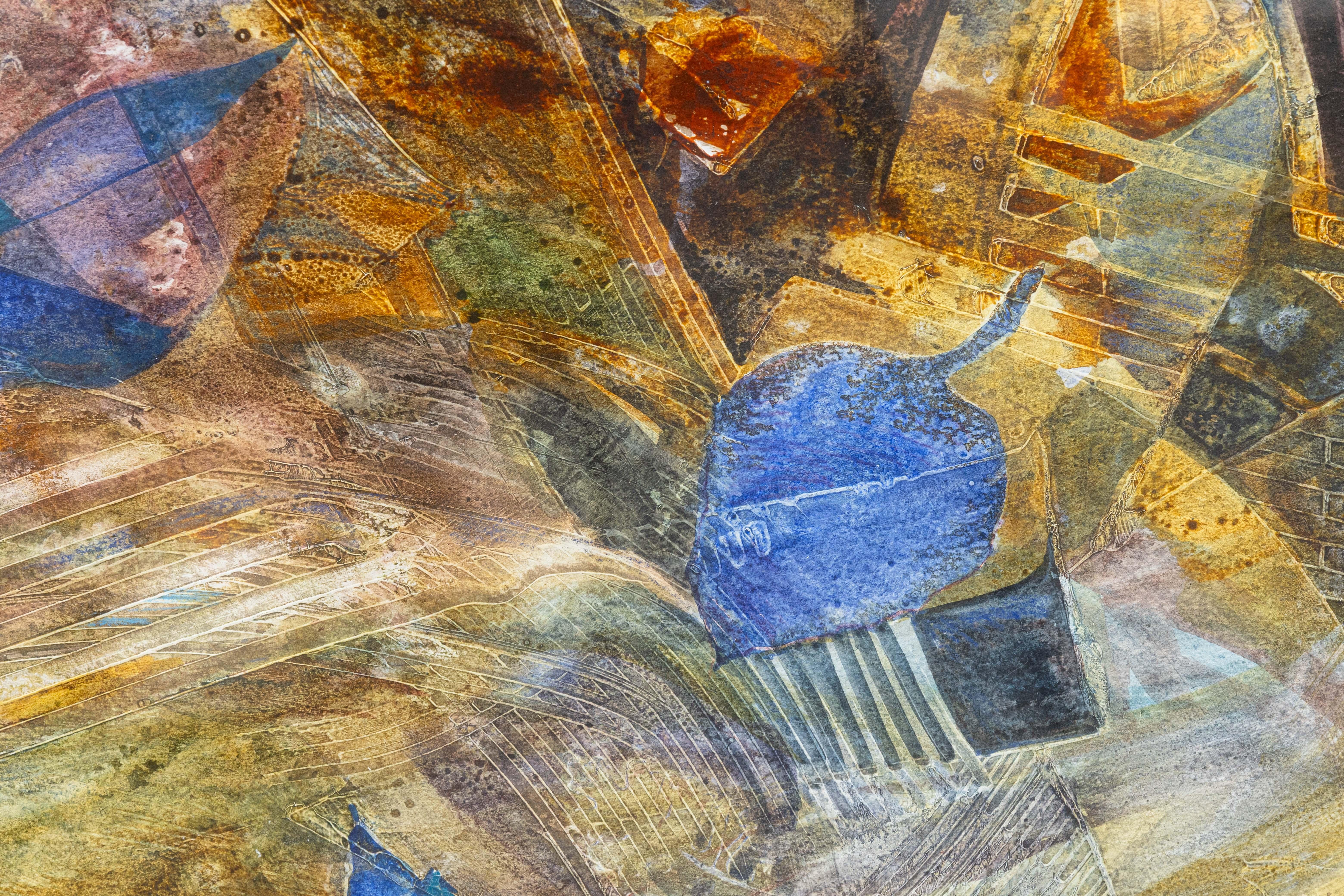 Fran Levin - Ohne Titel (Abstraktes Stilleben), ca. 1980er Jahre Signiertes Aquarell auf Papier im Angebot 1