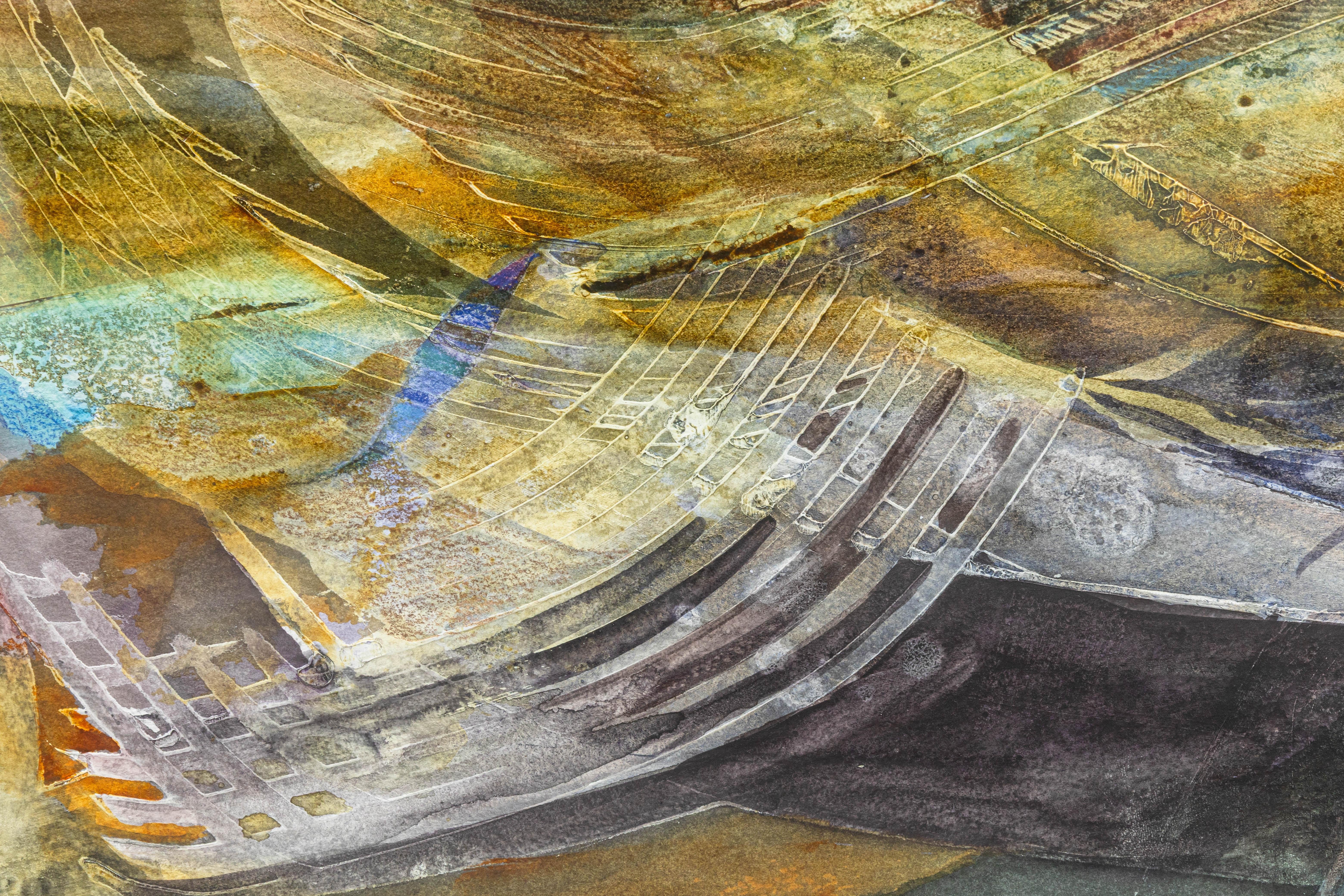 Fran Levin - Ohne Titel (Abstraktes Stilleben), ca. 1980er Jahre Signiertes Aquarell auf Papier im Angebot 2